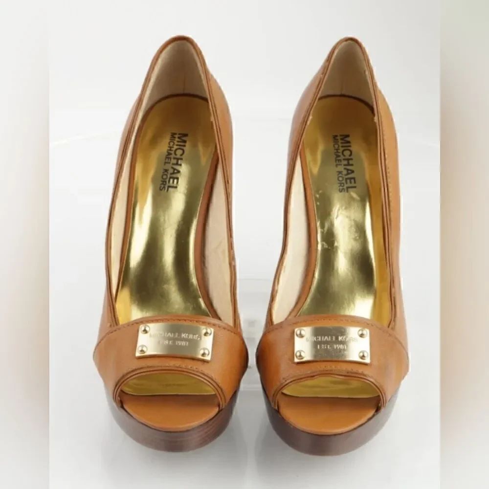 Micheal Kors Camel colored open toe heels